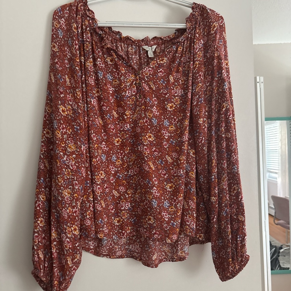 Lucky Brand Red Floral Blouse